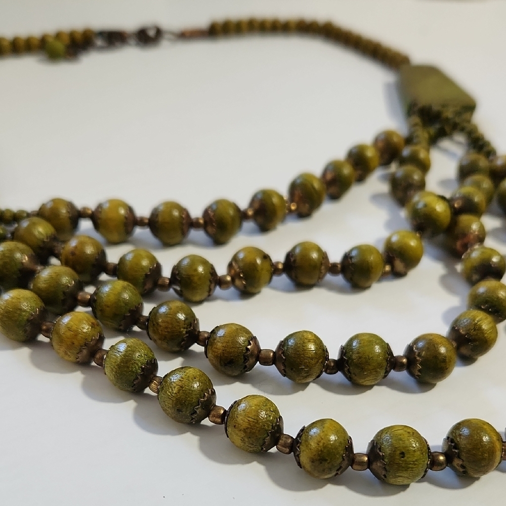 Green Multi-Strand Beaded Necklace